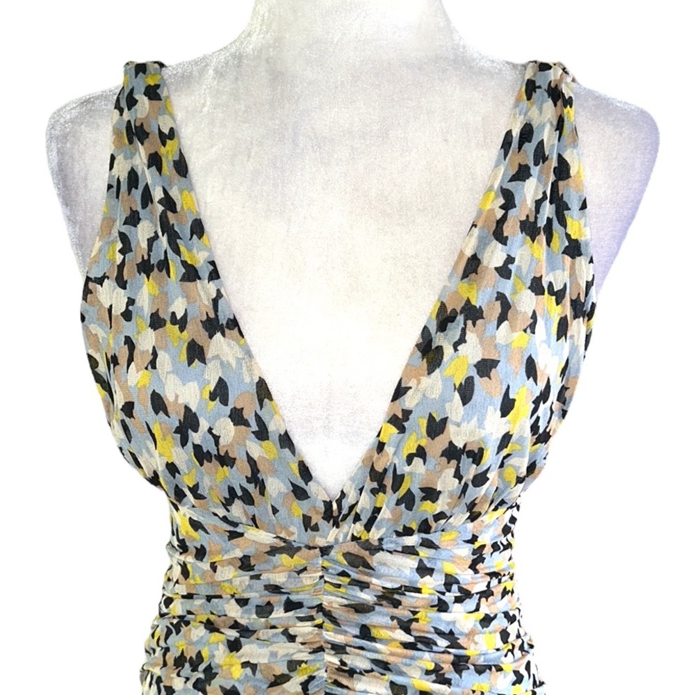Diane Von Furstenberg Silk Aslin Pastel Ruched Midi Column Dress - 8 - Picture 3 of 13